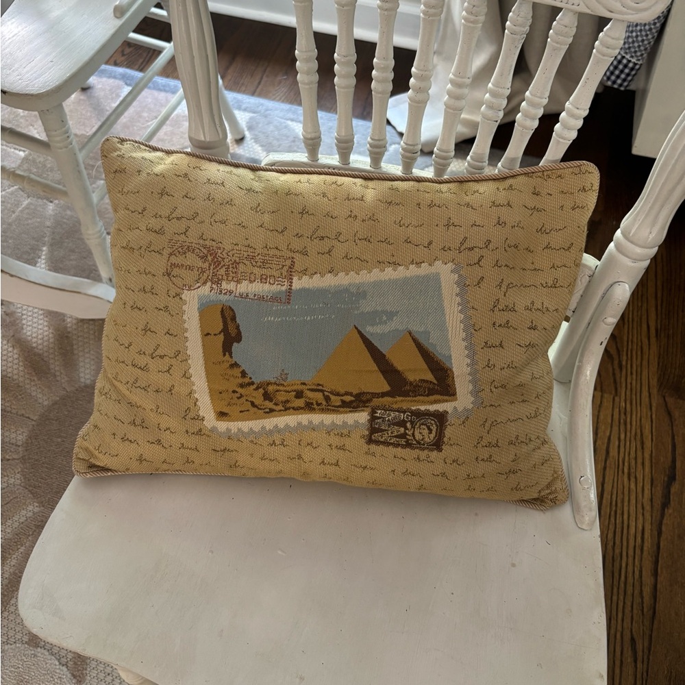 FINAL PRICE Vintage Egyptian Postcard Decorative Pillow